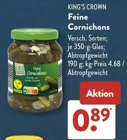 Aldi Süd KING'S CROWN Feine Cornichons Angebot