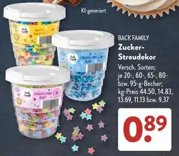 Aldi Süd BACK FAMILY Zucker-Streudekor Angebot