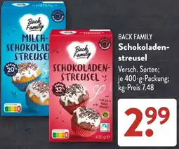 Aldi Süd Back Family Schokoladenstreusel Angebot
