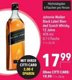 CITTI Markt Johnnie Walker Black Label Blended Scotch Whisky Angebot