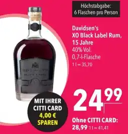 CITTI Markt Davidson's XO Black Label Rum Angebot