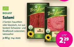 Biomarkt BIOLUST Salami Angebot