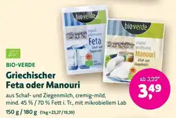 Biomarkt BIO-VERDE Griechischer Feta oder Manourir Angebot