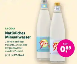 Biomarkt LA GIOIA Natürliches Mineralwasser Angebot