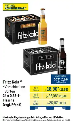 METRO Fritz Kola Angebot