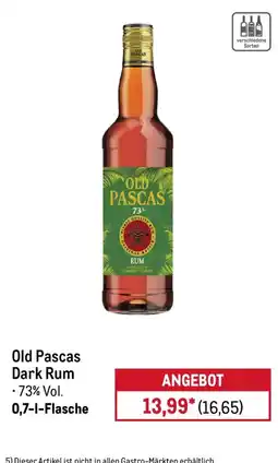 METRO Old Pascas Dark Rum Angebot