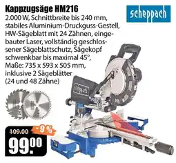 V Baumarkt Kappzugsäge HM216 scheppach Angebot