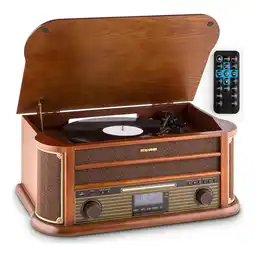 Netto Marken-Discount Belle Epoque 1908 DAB Retro-Stereoanlage Plattenspieler DAB+ Braun Angebot