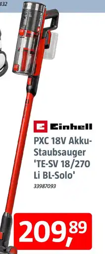 Bauhaus Einhell PXC 18V Akku- Staubsauger 'TE-SV 18/270 Li BL-Solo' Angebot