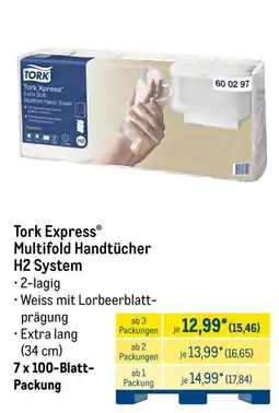METRO Tork Express Multifold Handtücher H2 System Angebot