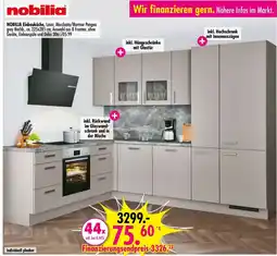 Möbel Boss NOBILIA Einbauküche, Laser, Macchiato/Marmor Pangea grey Nachb. Angebot