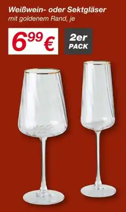 KiK Weißwein- oder Sektgläser mit goldenem Rand Angebot