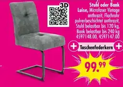 Möbel Boss Stuhl oder Bank Luise, Microfaser Vintage anthrazit, Flachrohr pulverbeschichtet anthrazit Angebot