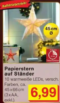Jawoll Papierstern auf Ständer Angebot