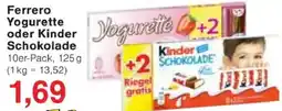 Jawoll Ferrero Yogurette oder Kinder Schokolade Angebot