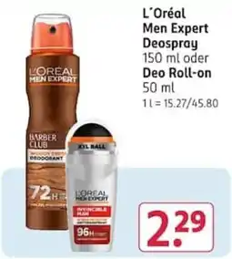 Rossmann L'Oréal Men Expert Deospray Angebot