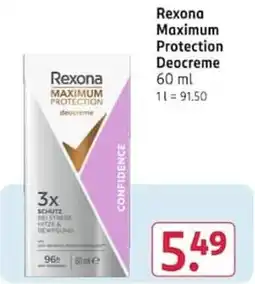 Rossmann Rexona Maximum Protection Deocreme Angebot