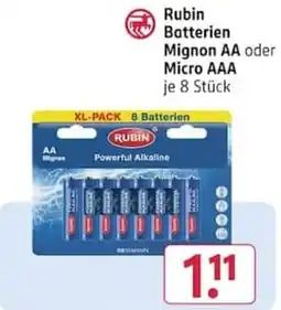 Rossmann Rubin Batterien Mignon AA oder Micro AAA Angebot