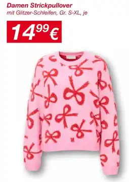 KiK Damen Strickpullover mit Glitzer-Schleifen Angebot