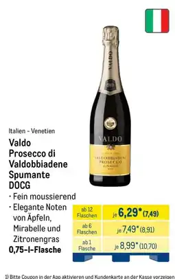 METRO Valdo Prosecco di Valdobbiadene Spumante DOCG Angebot