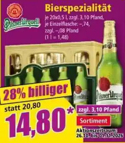 Norma Pilsner Urquell Bierspezialität Angebot