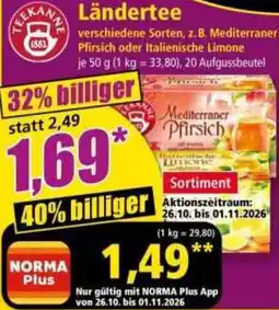 Norma TEEKANNE Ländertee Angebot