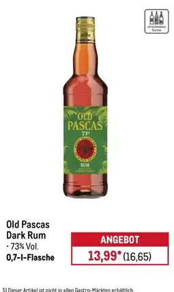 METRO Old Pascas Dark Rum Angebot