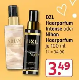 Rossmann DZL Haarparfum Intense oder Nihan Haarparfum Angebot