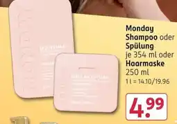 Rossmann Monday Shampoo oder Spülung oder Haarmaske Angebot