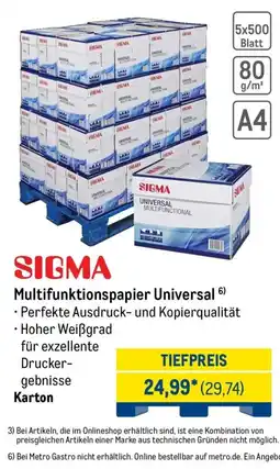METRO SIGMA Multifunktionspapier Universal Angebot