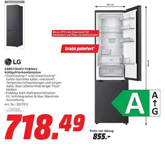LG GBBS726AEV Fit&Max Kühlgefrierkombination