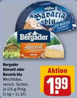 REWE Bergader Almzeit oder Bavaria blu Angebot