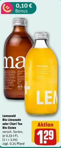 REWE Lemonaid Bio Limonade oder Chari Tea Bio Eistee Angebot