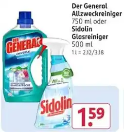 Rossmann Der General Allzweckreiniger oder Sidolin Glasreiniger Angebot