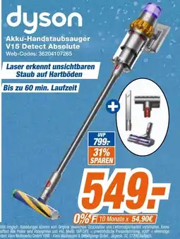 Expert Klein Dyson Akku-Handstaubsauger V15 Detect Absolute Angebot
