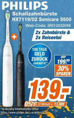 Expert Klein PHILIPS Schallzahnbürste HX7119/02 Sonicare 5500 Angebot
