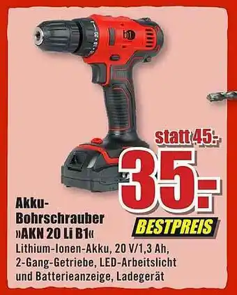 B1 Discount Baumarkt Akku Bohrschrauber Angebot