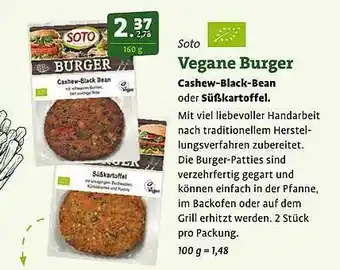 Ebl Naturkost Soto Vegane Burger Cashew-black-bean Oder Süßkartoffel Angebot