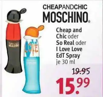 Rossmann Moschino Cheap And Chic Oder So Real Oder I Love Love Edt Spray Angebot