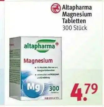 Rossmann Altapharma Magnesium Tabletten Angebot