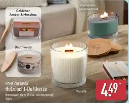 Aldi Nord HOME CREATION Holzdocht-Duftkerze Angebot