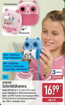 Aldi Nord AMBIANO Sofortbildkamera Angebot
