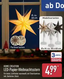 Aldi Nord HOME CREATION LED-Papier-Weihnachtsstern Angebot