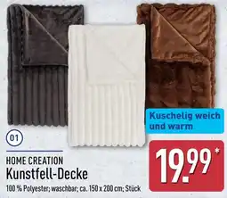 Aldi Nord HOME CREATION Kunstfell-Decke Angebot