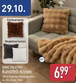 Aldi Nord HOME CREATION Kunstfell-Kissen Angebot