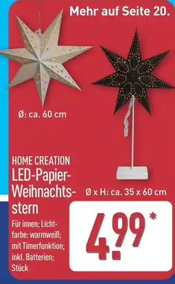 Aldi Nord HOME CREATION LED-Papier-Weihnachtsstern Angebot