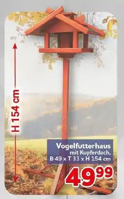 CENTERSHOP Vogelfutterhaus mit Kupferdach Angebot