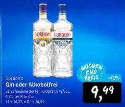 KONSUM Gordon's Gin oder Alkoholfrei Angebot