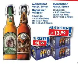 Hol'ab Getränkemarkt Mönchshof Kapuziner Weißbier Angebot