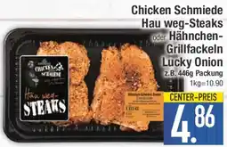 E-Center Chicken Schmiede Hau weg-Steaks oder Hähnchen Grillfackeln Lucky Onion Angebot